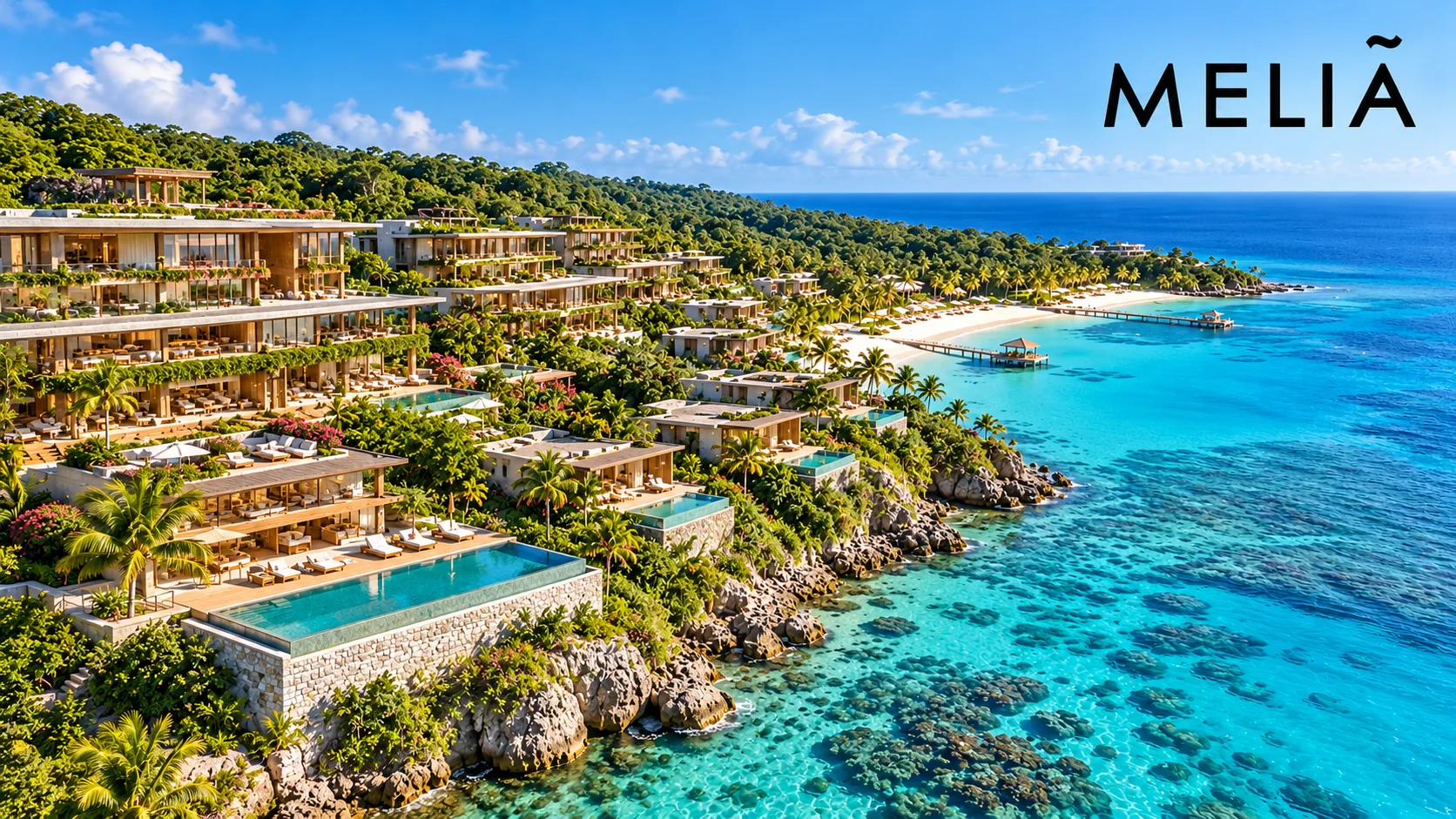 Impression of the planned Meliá Roatán resort on the Caribbean island of Roatán, Honduras.