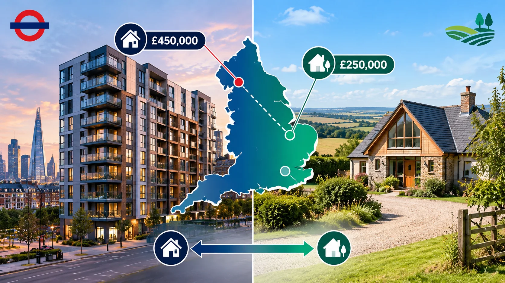Featured image of a residential property accompanying a report on first-time buyer homes across England.