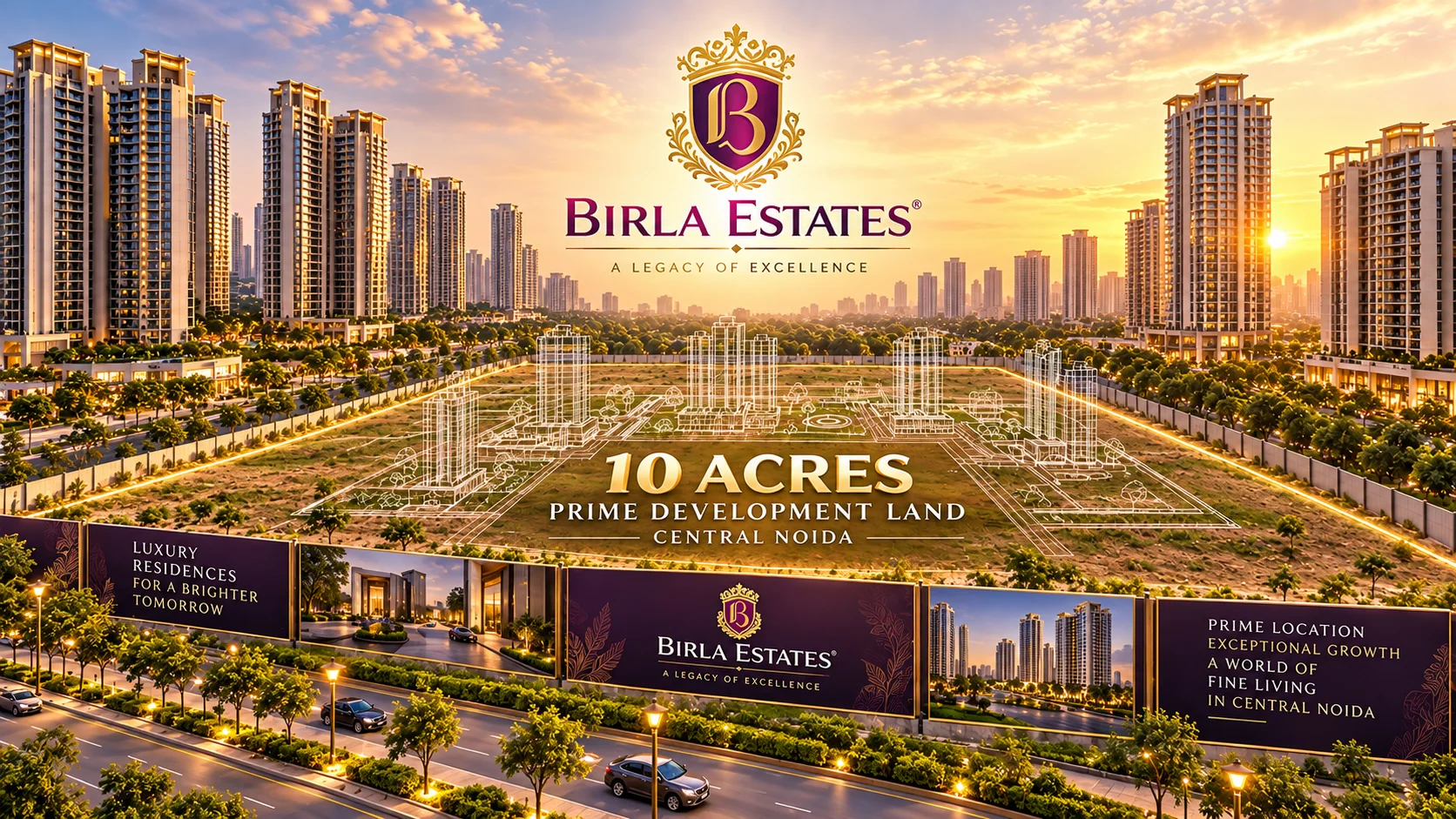 Residential high-rise buildings in Noida, illustrating the city's housing market.
