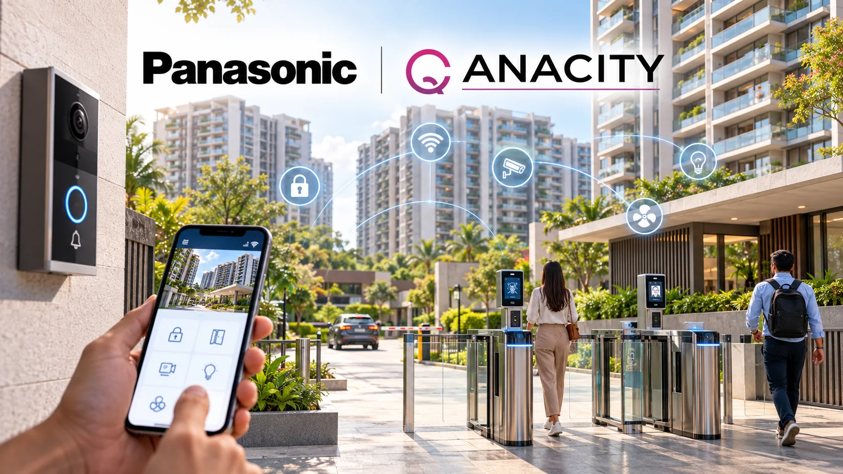 Panasonic and ANACITY representatives at the signing of their smart-living partnership agreement in Bengaluru.
