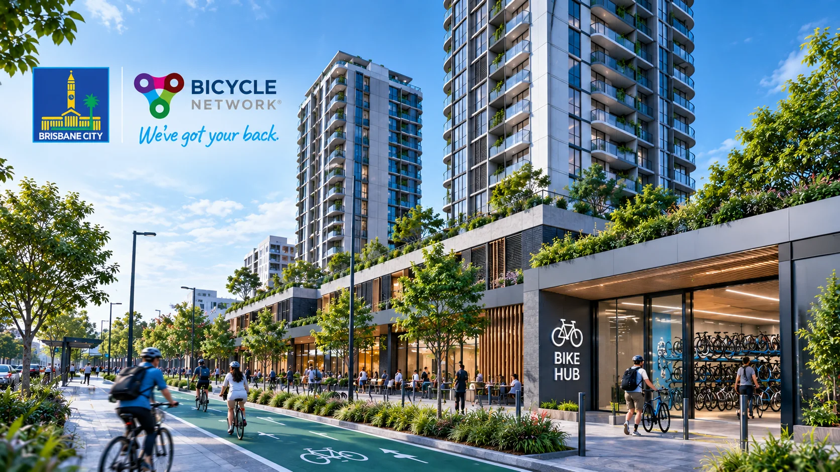 High-rise residential development in Milton, Brisbane, with bicycle parking facilities