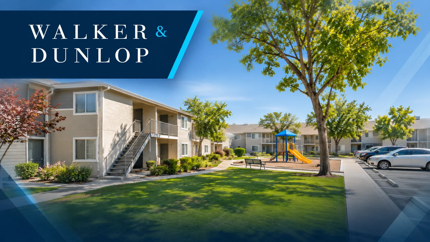 San Joaquin Vista affordable apartment community in Firebaugh, California, showing its residential buildings and surrounding parking areas.
