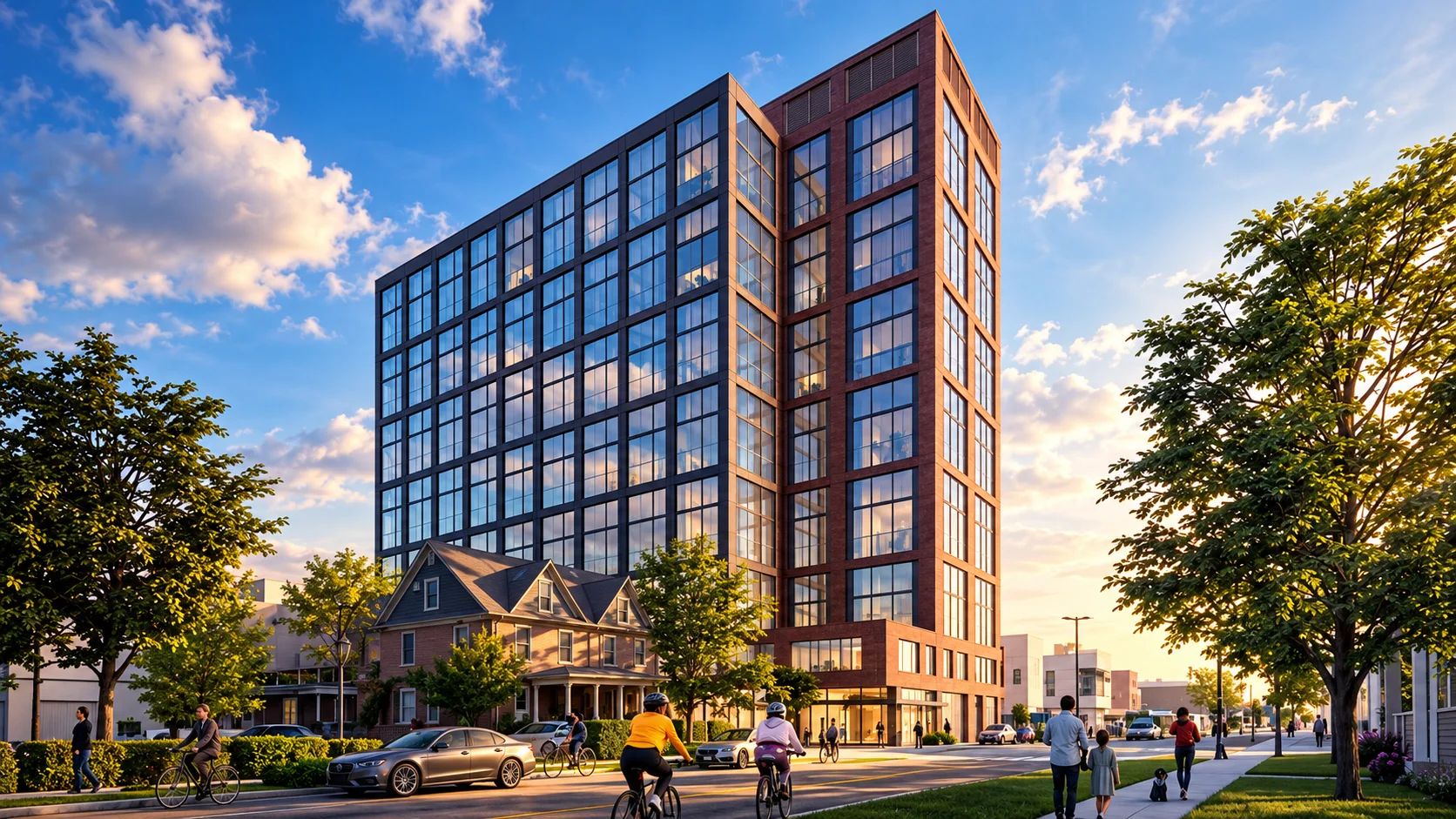 Rendering of The Adeline, a 20-story affordable housing development in downtown Ann Arbor.